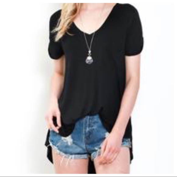 Off white Boyfriend fit V Neck side slit Tunic top - Picture 3 of 5